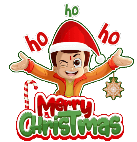 Ho Ho Ho Merry Christmas Chhota Bheem Sticker - Ho Ho Ho Merry Christmas Chhota Bheem Christmas Ki Shubhkamnaye Stickers
