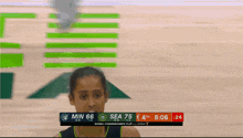 a basketball game is being played between the storm and the seahawks
