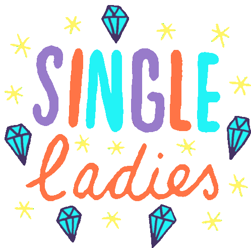 Caption Single Ladies Surrounded By Gems And Stars Sticker - Peachieand Eggie Google Single Ladies Stickers