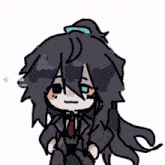 a drawing of a girl with long black hair and a tie