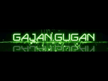 a green sign that says ' gaban guan ' on it