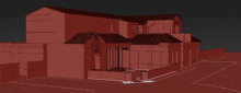 a model of a house with a red roof