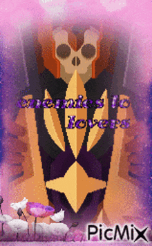 a picture of a skull with the words enemies to lovers written on it