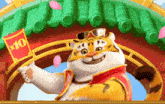 a cartoon tiger is standing in front of a sign that says 10