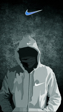 a person wearing a nike hoodie with a blue nike logo