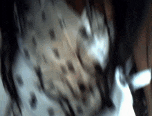 a blurry picture of a person 's face with a leopard print shirt on