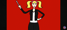 a cartoon drawing of a woman holding a wand