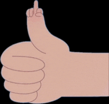 a cartoon hand is giving a thumbs up with the middle finger up .