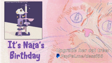 a drawing of a cat with the words it 's nala 's birthday on the bottom