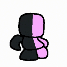 a pixel art of a black and pink character with a pink tail .