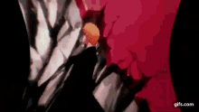 a close up of a person 's mouth with a red background and a black background .