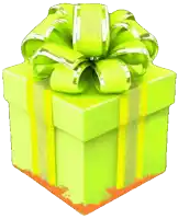 a yellow gift box with a gold bow and ribbon
