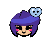 a cartoon drawing of a girl with purple hair