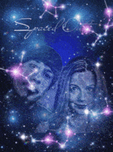 a drawing of a man and a woman with spaced out written on the bottom
