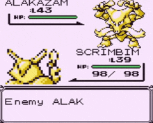 a screenshot of a video game showing alakazam and scrimb im