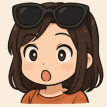 a cartoon of a girl wearing sunglasses with her mouth open
