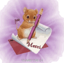 merci cute mouse notes thank you