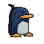 a pixel art of a penguin with a long beak .