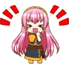a cartoon illustration of a girl with pink hair and a crown .