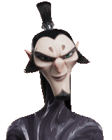a cartoon character with a beard and a bun on his head