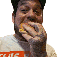 Eating A Burger Doodybeard Sticker - Eating A Burger Doodybeard Biting A Burger Stickers