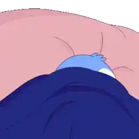 a penguin is wrapped in a blue blanket