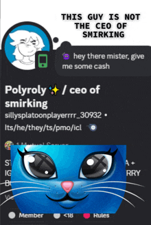 a screenshot of a chat between polyroly smirking and sillysplatoonplayerrr-30932