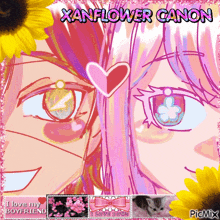 a picture of a girl and a boy with the words xanflower canon