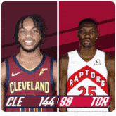 two basketball players from the cleveland and raptors teams