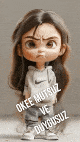 a cartoon girl is wearing a nike hoodie and making an angry face