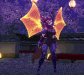 a video game character with glowing wings and a mask