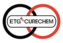 a logo for the company etg curechem with two circles intertwined