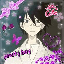 a picture of a boy with glasses and the words pretty boy