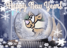 Happy New Year Snow Globe GIF
