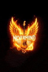 a poster for nevermind family rock with a guitar on it