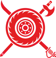 a red shield with two crossed swords in the center