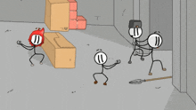 a group of stick figures are playing a game and one of them has the number 11 on their head