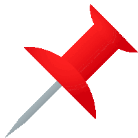 a red pin on a white background with a gray needle