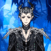 a drawing of a man with horns and a crown on his head