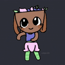 a drawing of a bunny with a flower crown on her head