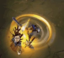 a cartoon of a man with glasses and a sword