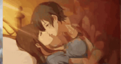 couple cute anime kiss gif  WiffleGif