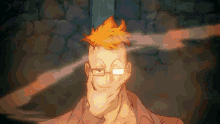 a cartoon of a man with glasses and orange hair