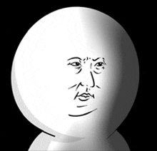 a white ball with a drawing of a man 's face on it