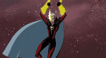 a cartoon of a superhero with a yellow lightning bolt coming out of his head