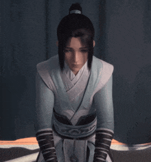 a cartoon character with a ponytail and a white shirt