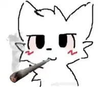 a drawing of a cat smoking a cigarette with smoke coming out of it 's mouth