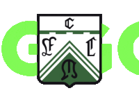 a green and white coat of arms with the letters s f and l on it