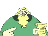 a cartoon of a man with glasses and a beard pointing