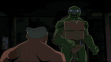 a cartoon of a man with a red face and a green hand pointing at him